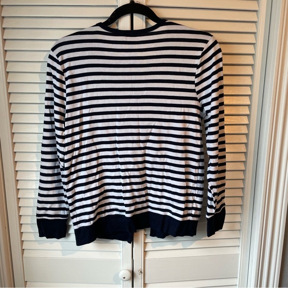 J. Crew Classic Navy Stripe Cardigan - Picture 6 of 6